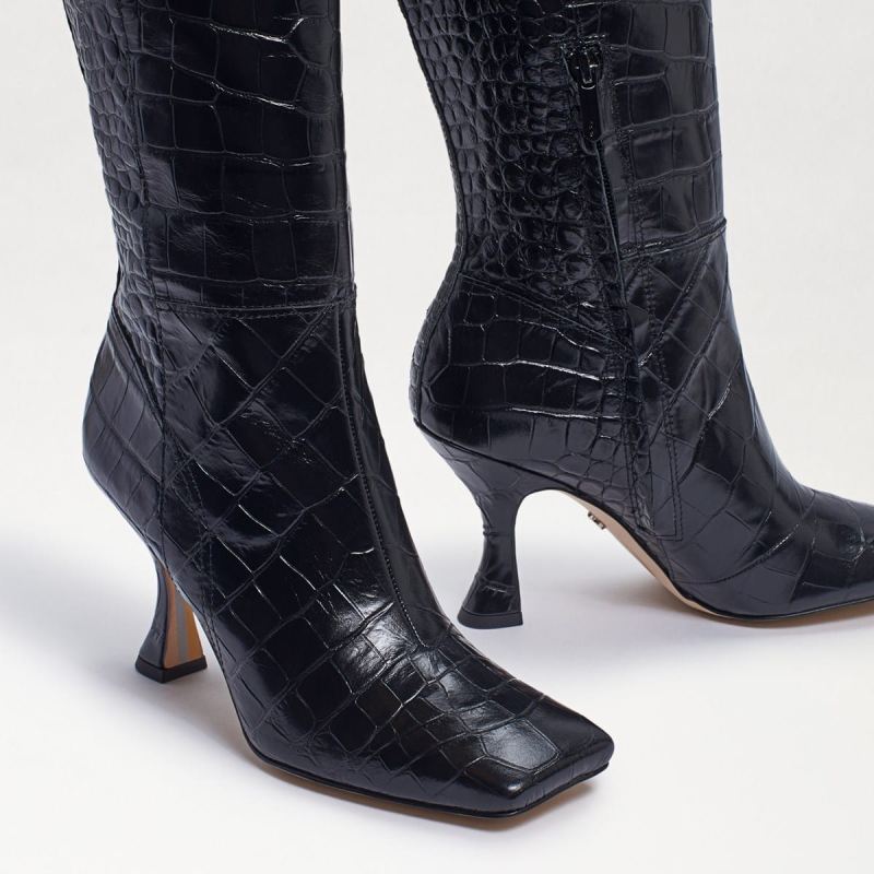 Sam Edelman Adi Knee High Tall Boot-Black Croc