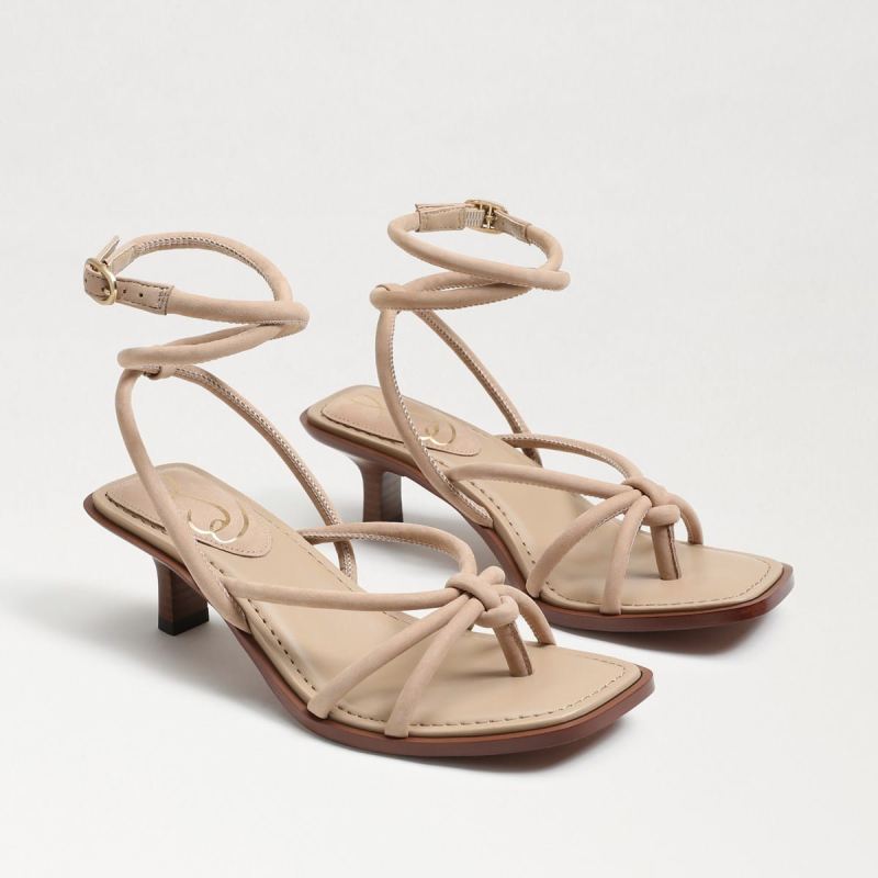 Sam Edelman Dia Strappy Kitten Heel-Warm Oat Leather