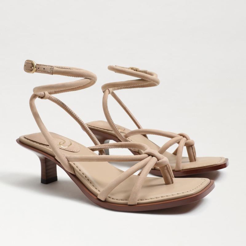 Sam Edelman Dia Strappy Kitten Heel-Warm Oat Leather