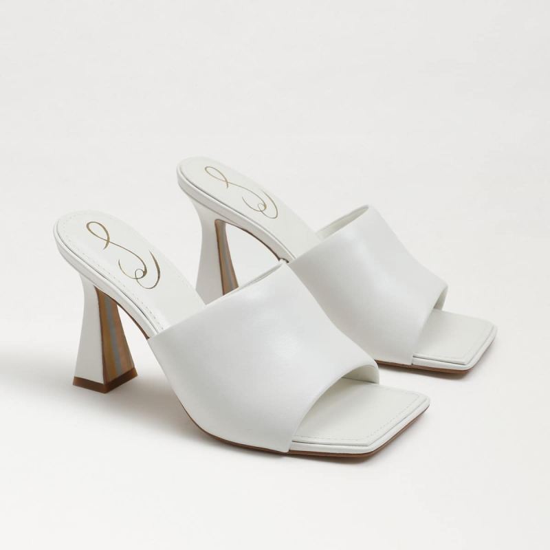 Sam Edelman Carmen Mule Heel Sandal-Bright White Leather - Click Image to Close
