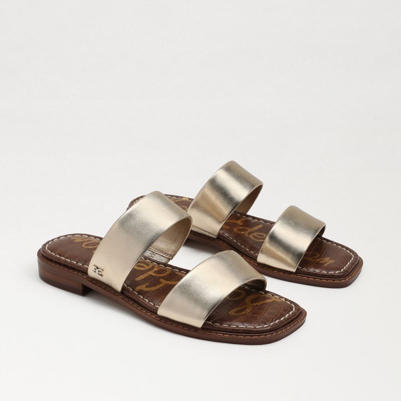 Sam Edelman Haydee Stitch Slide Sandal-Gold Leaf Leather Sam Edelman Haydee Stitch Slide Sandal-Gold Leaf Leather