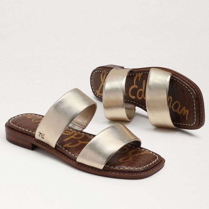 Sam Edelman Haydee Stitch Slide Sandal-Gold Leaf Leather