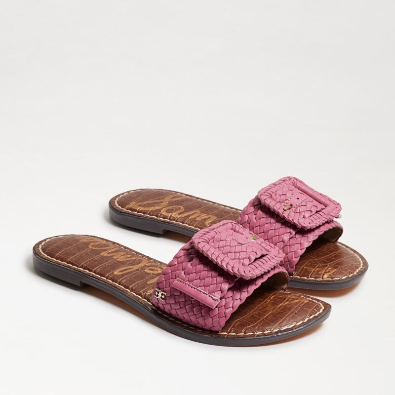 Sam Edelman Gabriela Woven Slide Sandal-Carmine Rose Leather