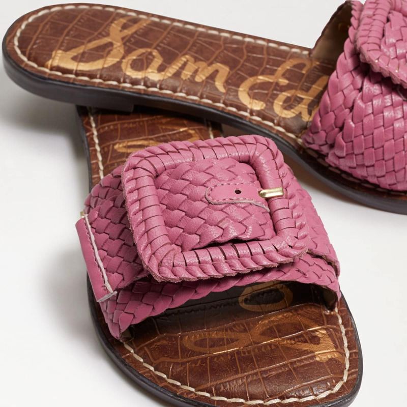 Sam Edelman Gabriela Woven Slide Sandal-Carmine Rose Leather