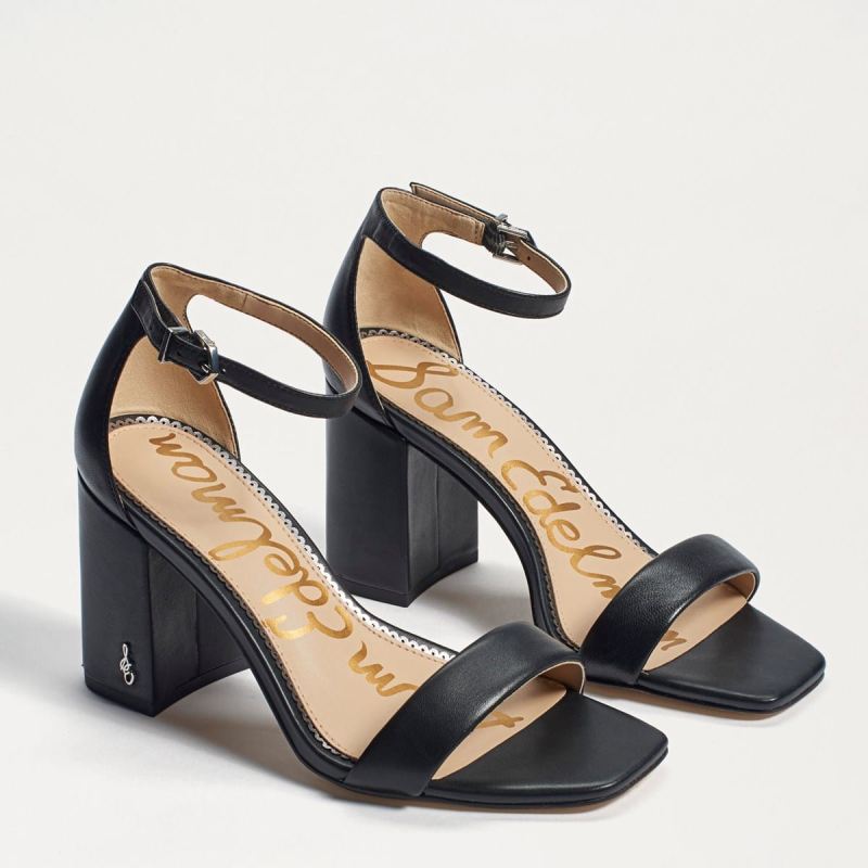 Sam Edelman Daniella Block Heel Sandal-Black Leather