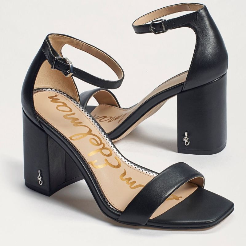 Sam Edelman Daniella Block Heel Sandal-Black Leather