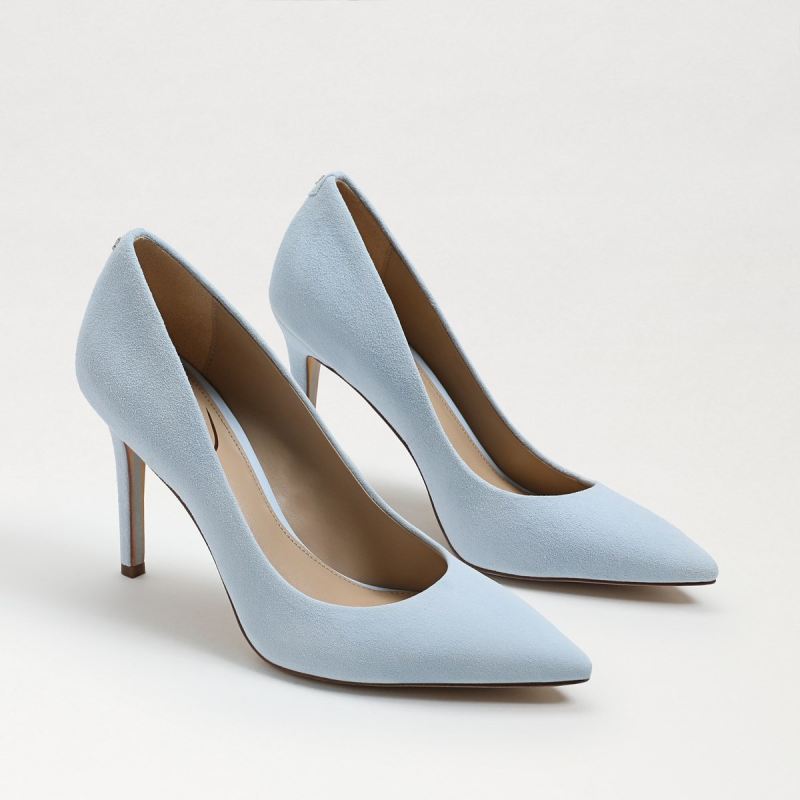 Sam Edelman Hazel Pointed Toe Heel-Riviera Blue Suede