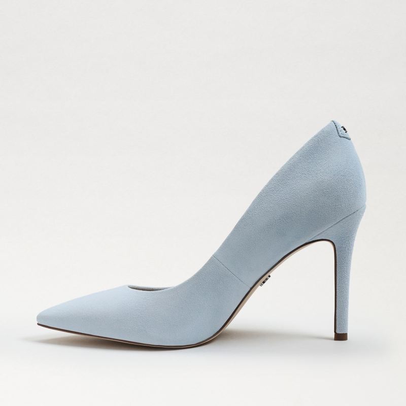 Sam Edelman Hazel Pointed Toe Heel-Riviera Blue Suede