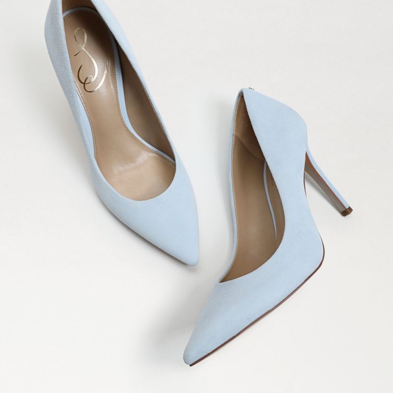 Sam Edelman Hazel Pointed Toe Heel-Riviera Blue Suede