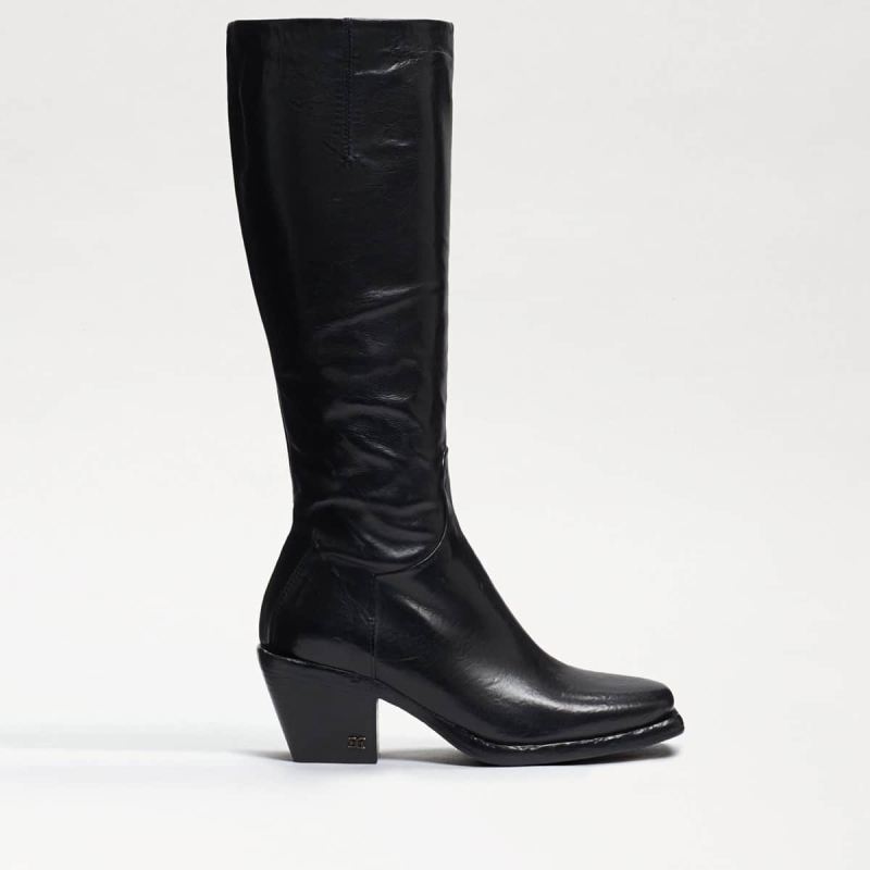 Sam Edelman Tamea Western Boot-Black Washed Leather