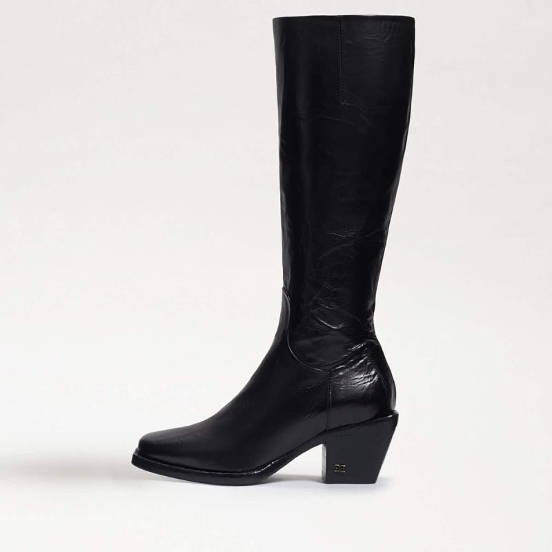 Sam Edelman Tamea Western Boot-Black Washed Leather