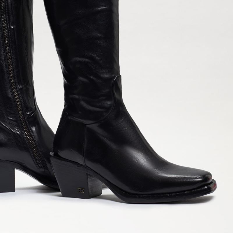Sam Edelman Tamea Western Boot-Black Washed Leather