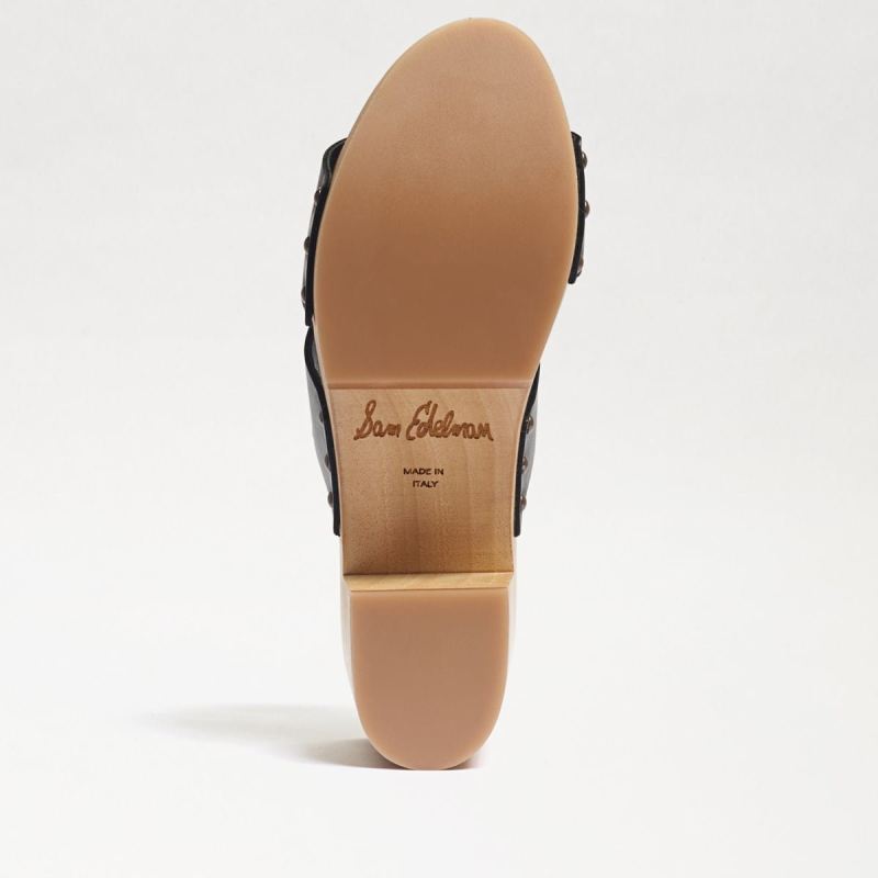 Sam Edelman Brandy Mule Heeled Sandal-Black Leather