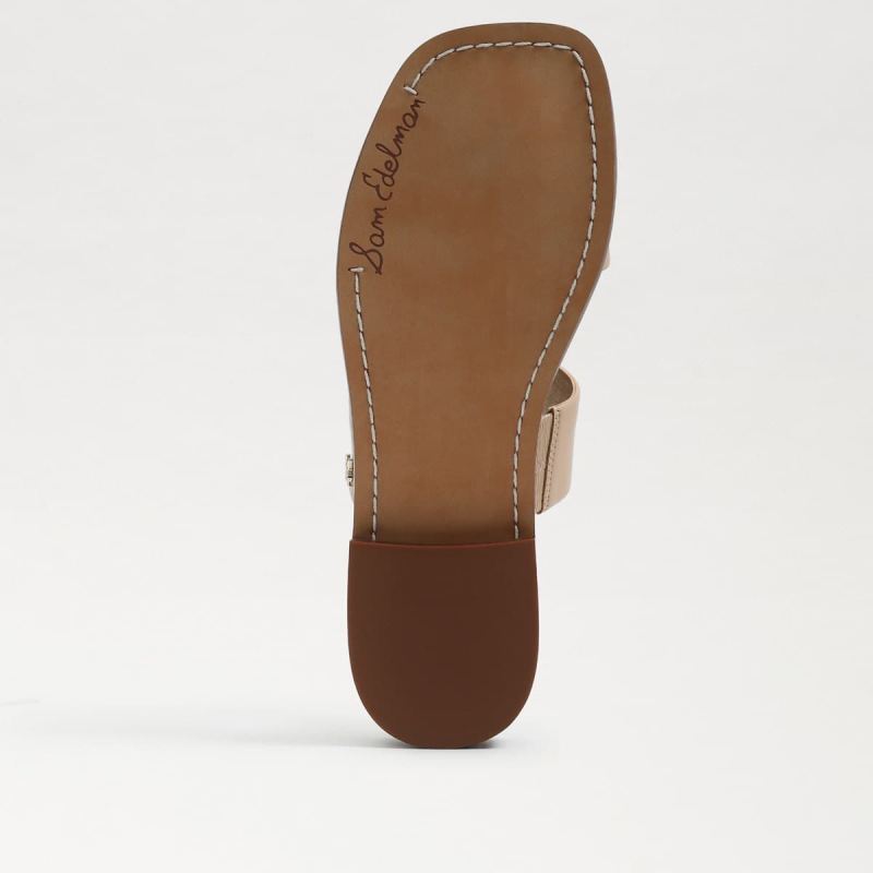 Sam Edelman Haydee Stitch Slide Sandal-Lt Latte Patent