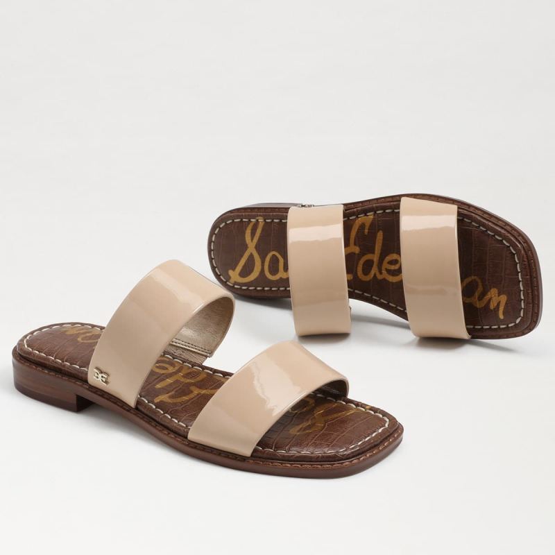 Sam Edelman Haydee Stitch Slide Sandal-Lt Latte Patent