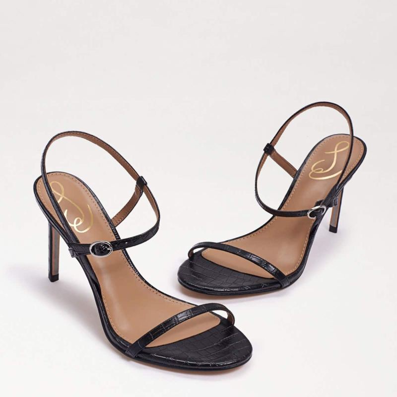 Sam Edelman Doran Strappy Heeled Sandal-Black Croc