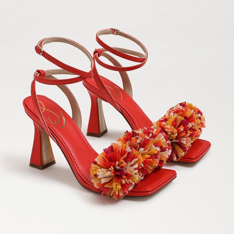 Sam Edelman Clare Ankle Strap Sandal-Bright Poppy Leather - Click Image to Close