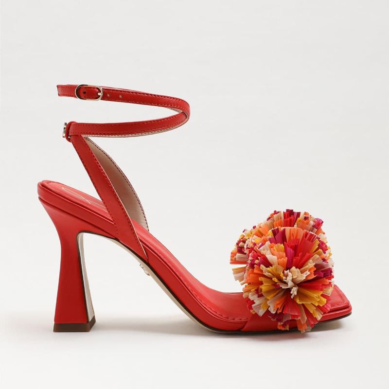 Sam Edelman Clare Ankle Strap Sandal-Bright Poppy Leather