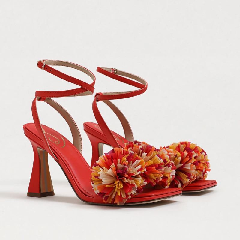 Sam Edelman Clare Ankle Strap Sandal-Bright Poppy Leather