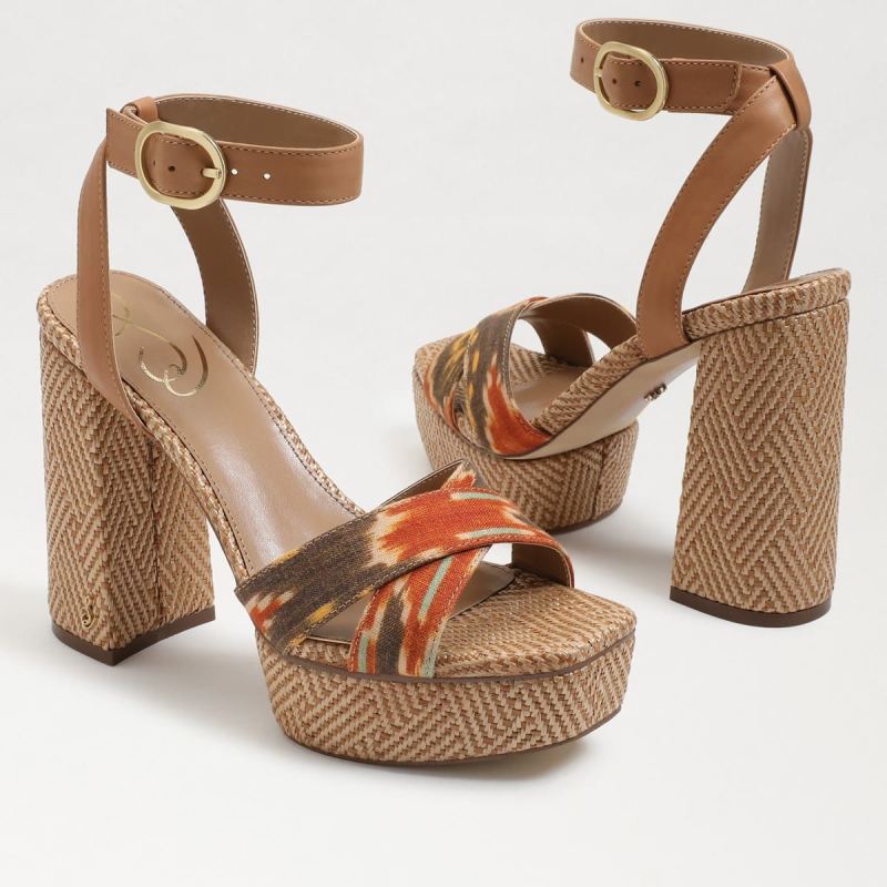 Sam Edelman Nolita Platform Sandal-Sunset Orange Ikat