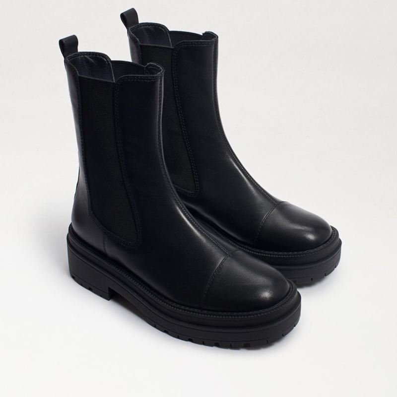 Sam Edelman Wellington Lug Sole Chelsea Boot-Black Leather - Click Image to Close