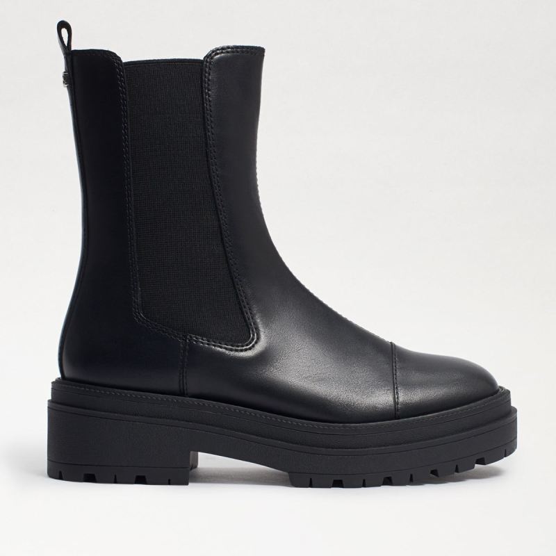 Sam Edelman Wellington Lug Sole Chelsea Boot-Black Leather