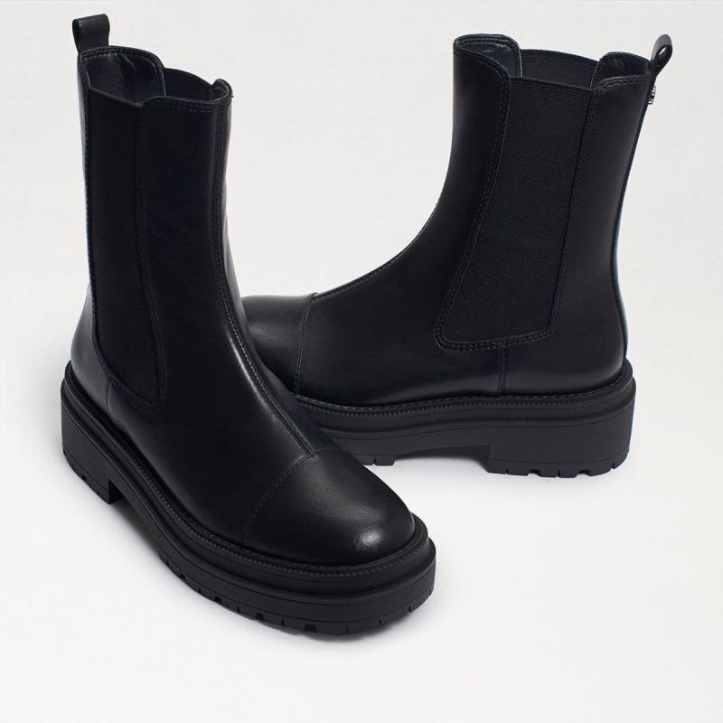 Sam Edelman Wellington Lug Sole Chelsea Boot-Black Leather