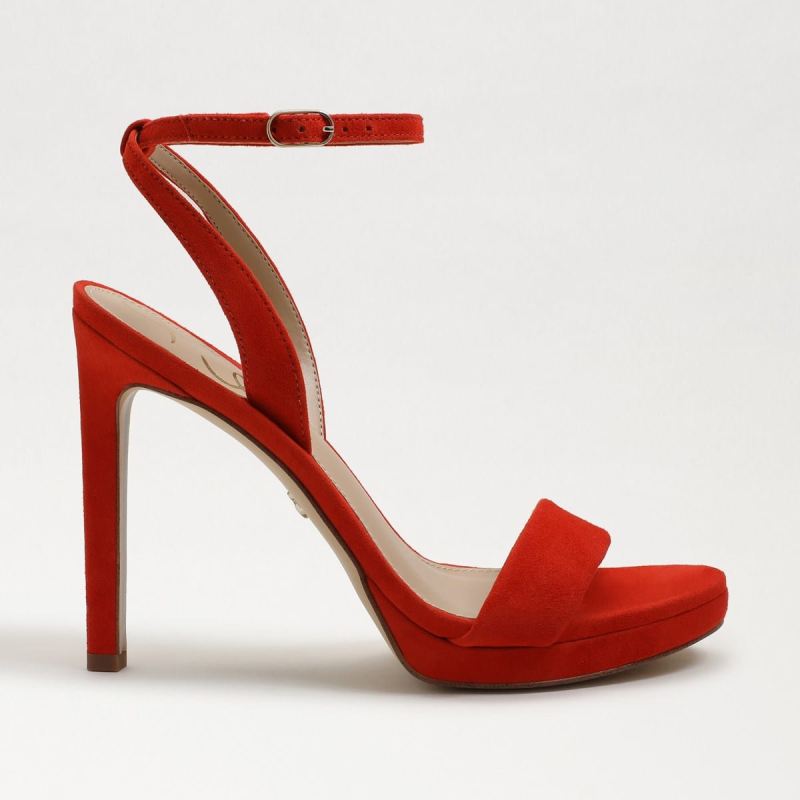 Sam Edelman Jade Ankle Strap Heel-Bright Poppy Suede