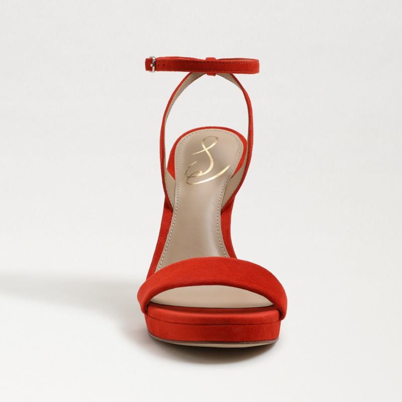 Sam Edelman Jade Ankle Strap Heel-Bright Poppy Suede