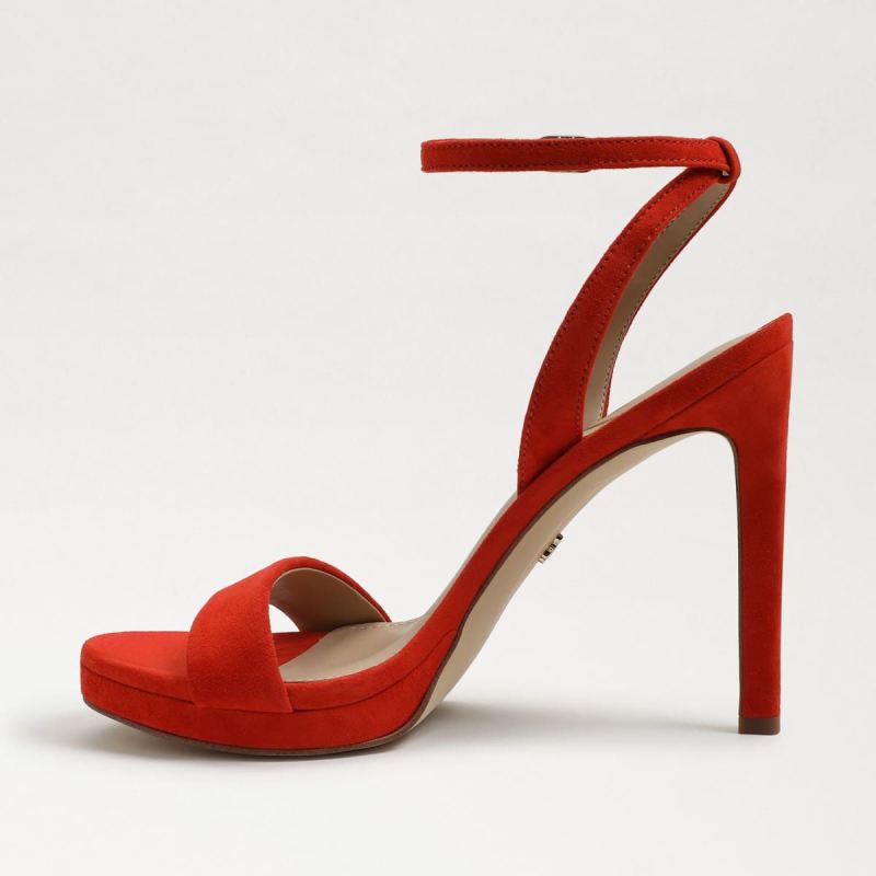 Sam Edelman Jade Ankle Strap Heel-Bright Poppy Suede