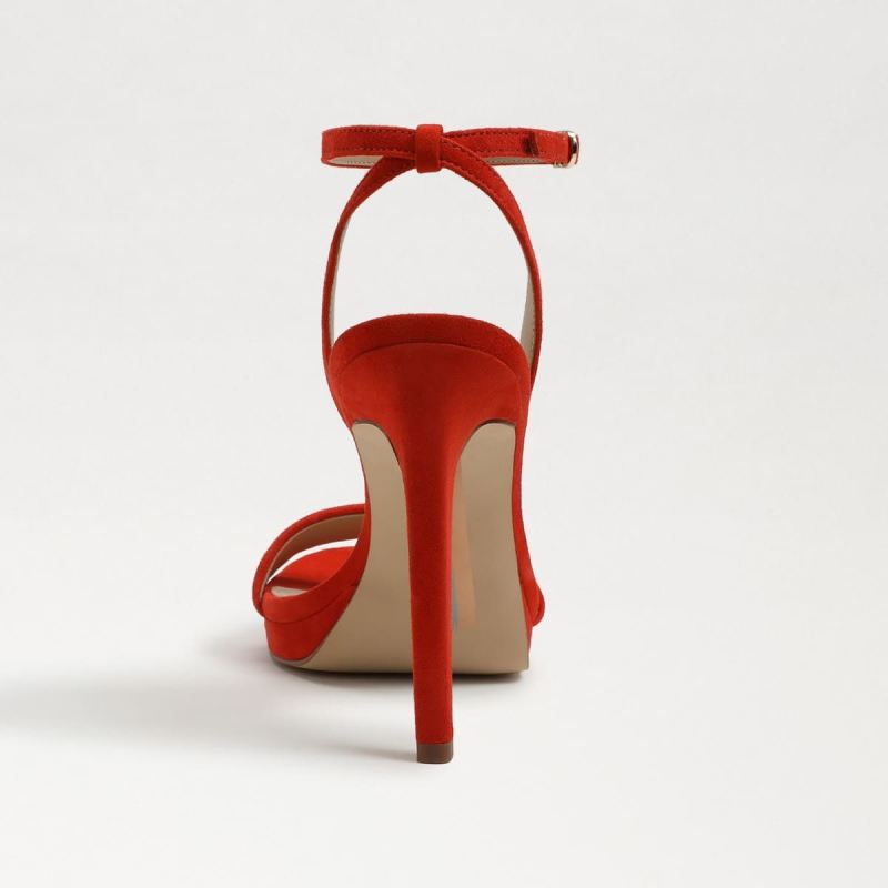 Sam Edelman Jade Ankle Strap Heel-Bright Poppy Suede