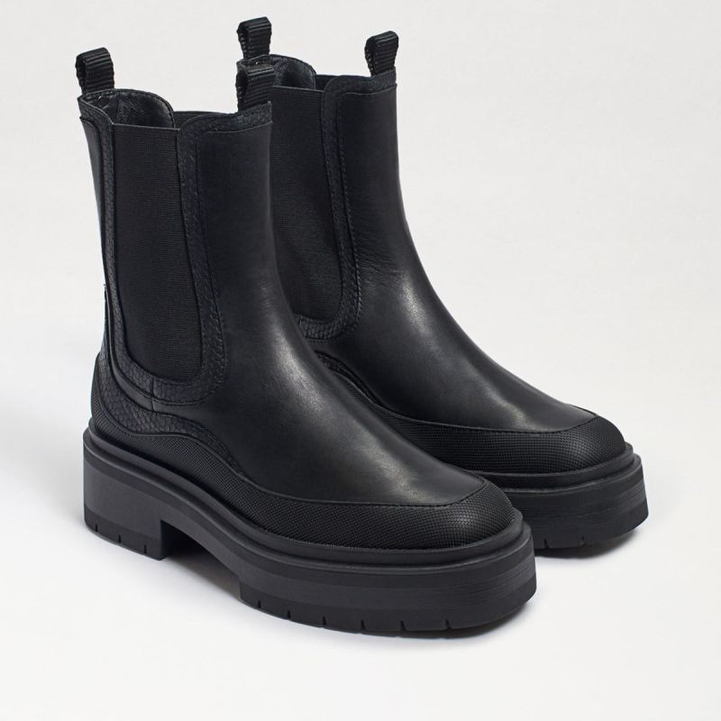 Sam Edelman Lulia Lug Sole Boot-Black Leather - Click Image to Close