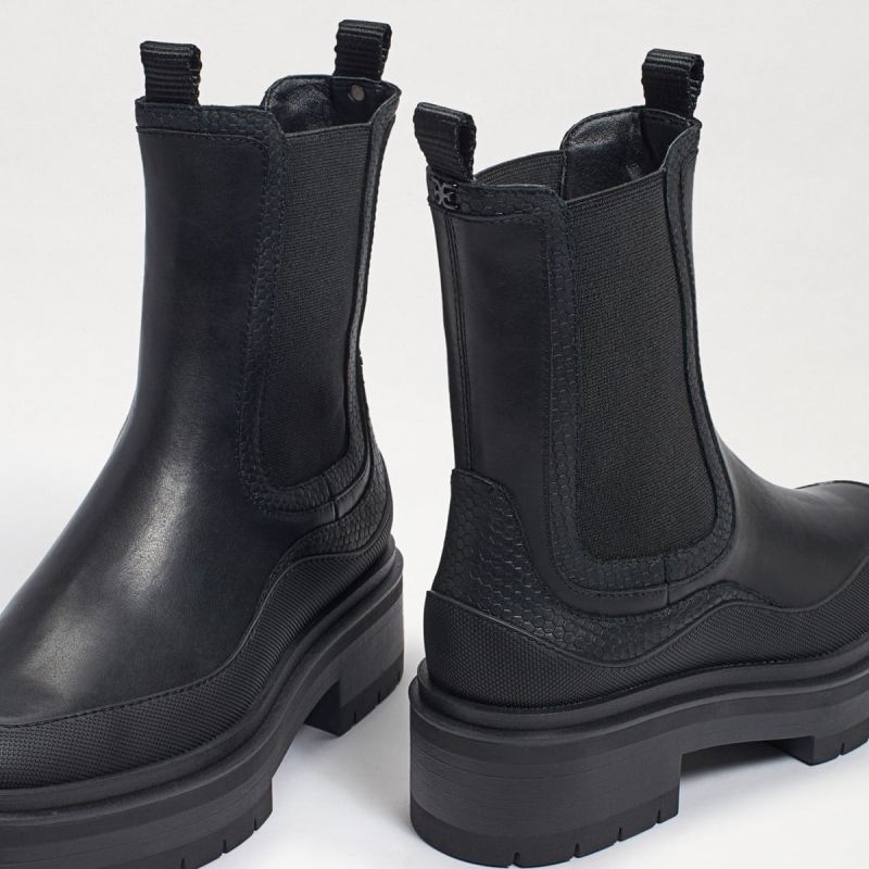 Sam Edelman Lulia Lug Sole Boot-Black Leather