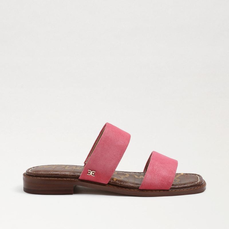 Sam Edelman Haydee Stitch Slide Sandal-Carmine Rose Suede