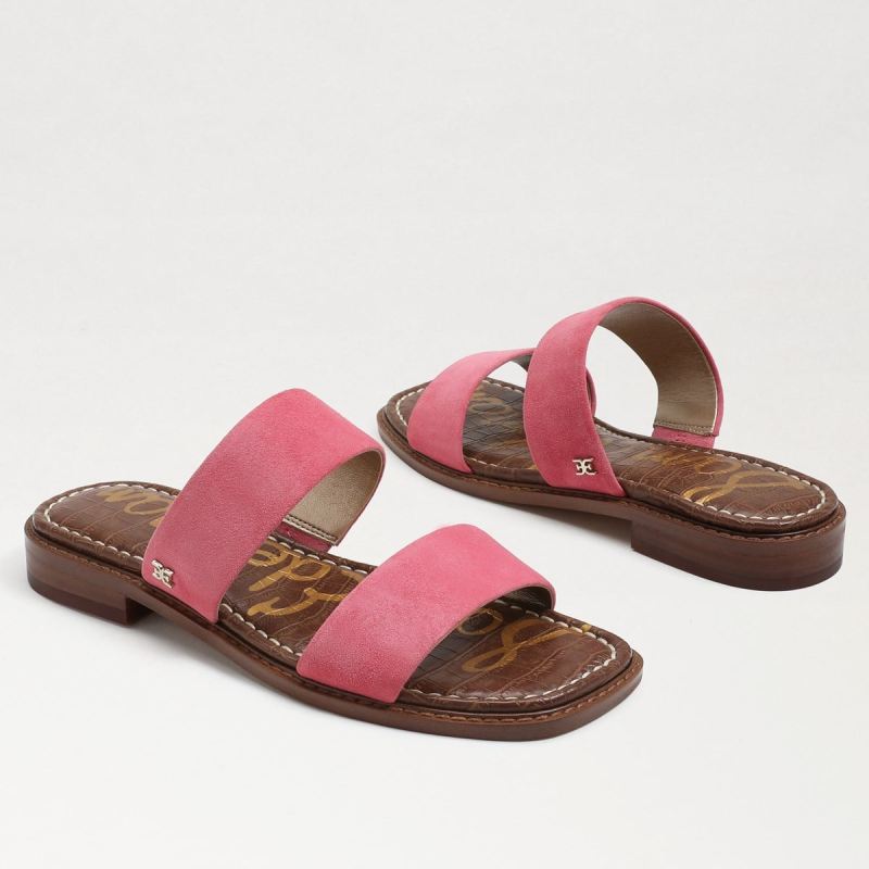 Sam Edelman Haydee Stitch Slide Sandal-Carmine Rose Suede