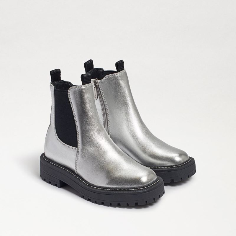 Sam Edelman Laguna Kids Chelsea Boot-Soft Silver Leather - Click Image to Close