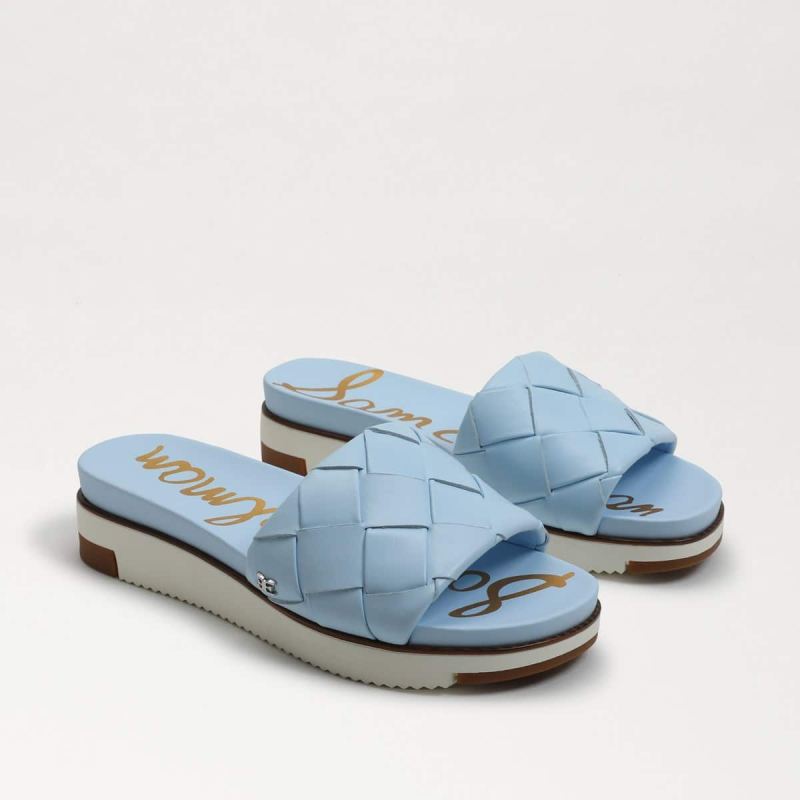 Sam Edelman Adaley Woven Slide Sandal-Riviera Blue Leather - Click Image to Close