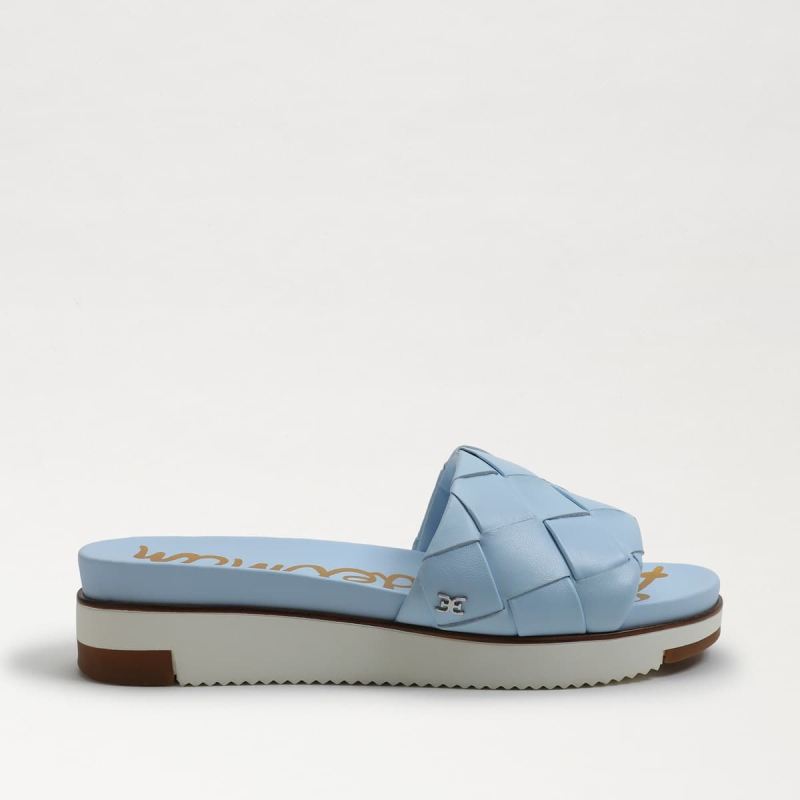 Sam Edelman Adaley Woven Slide Sandal-Riviera Blue Leather