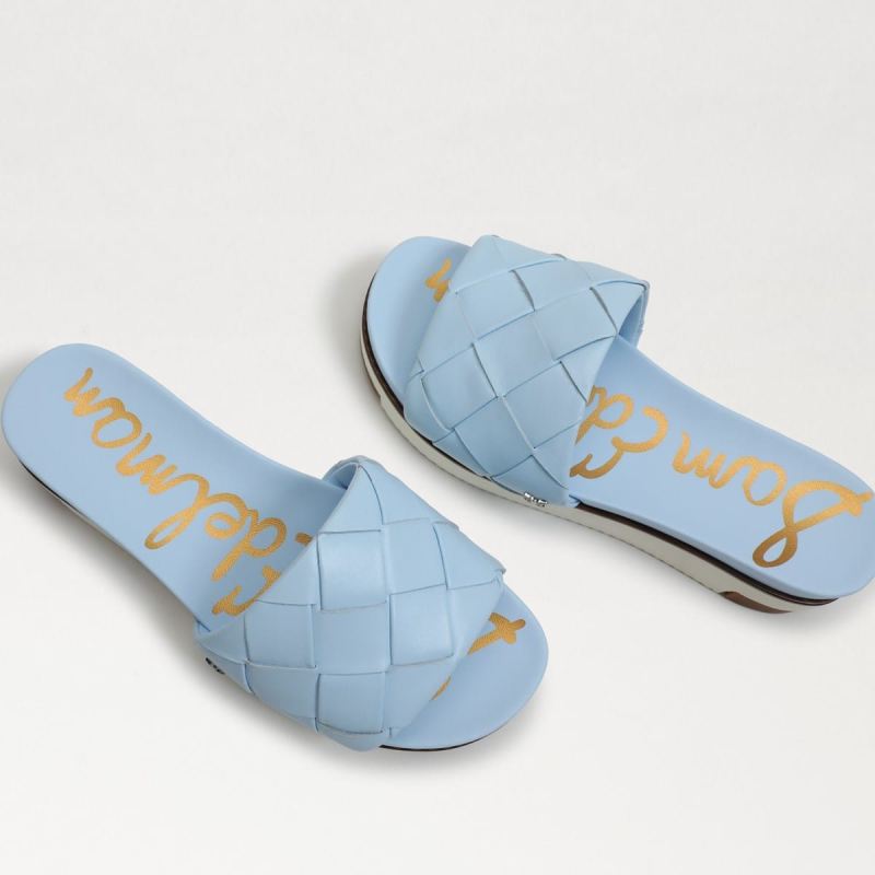 Sam Edelman Adaley Woven Slide Sandal-Riviera Blue Leather