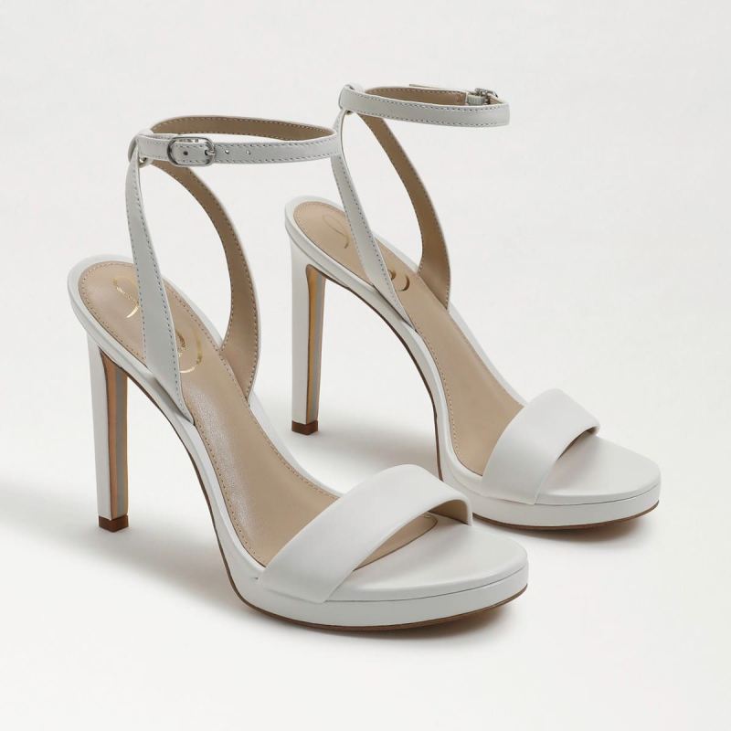 Sam Edelman Jade Ankle Strap Heel-Bright White Leather