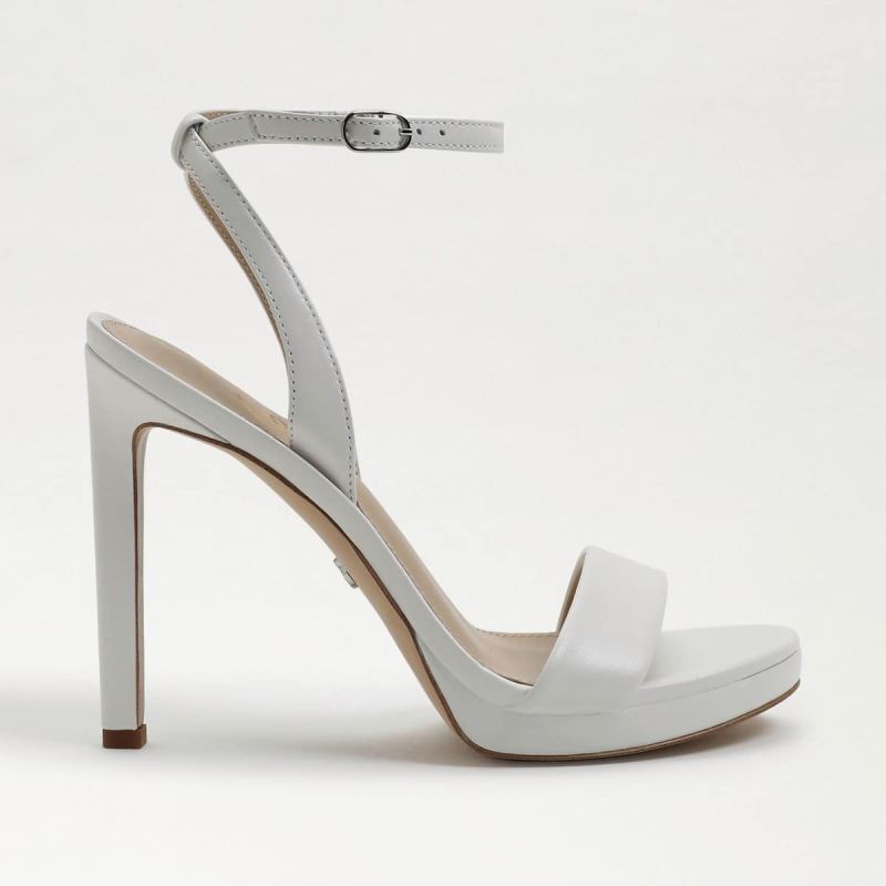 Sam Edelman Jade Ankle Strap Heel-Bright White Leather