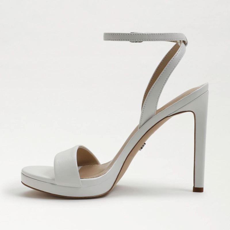 Sam Edelman Jade Ankle Strap Heel-Bright White Leather