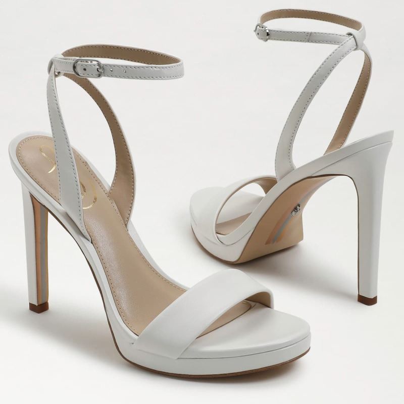 Sam Edelman Jade Ankle Strap Heel-Bright White Leather