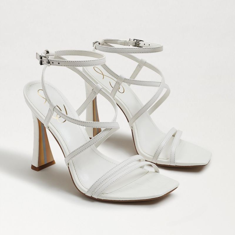 Sam Edelman Lela Strappy Heel-Bright White Leather