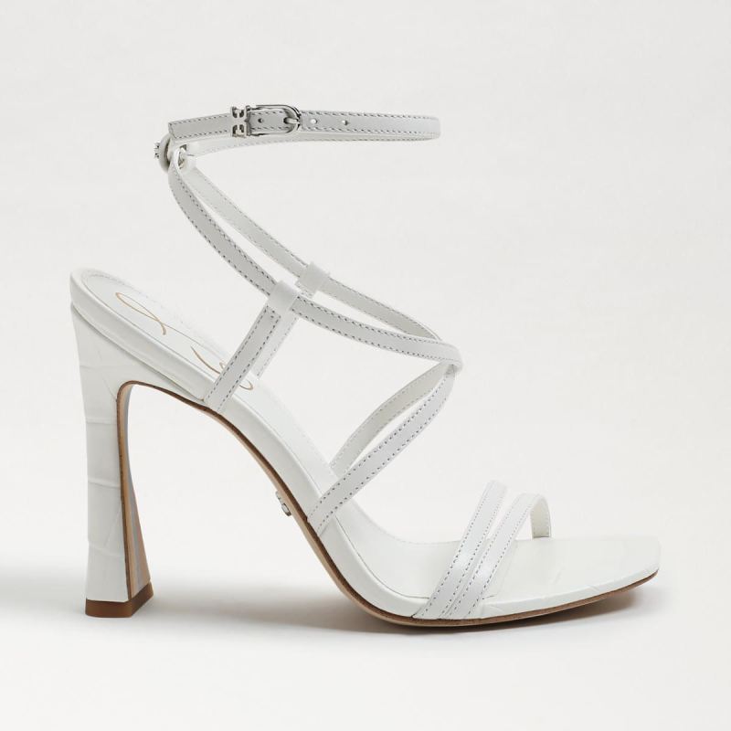 Sam Edelman Lela Strappy Heel-Bright White Leather