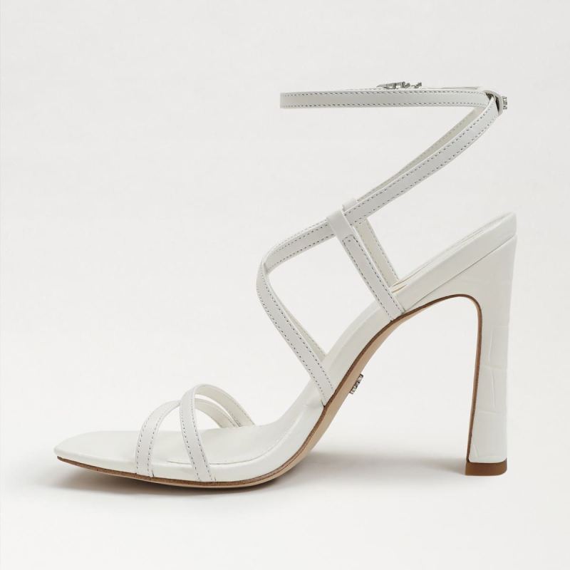 Sam Edelman Lela Strappy Heel-Bright White Leather