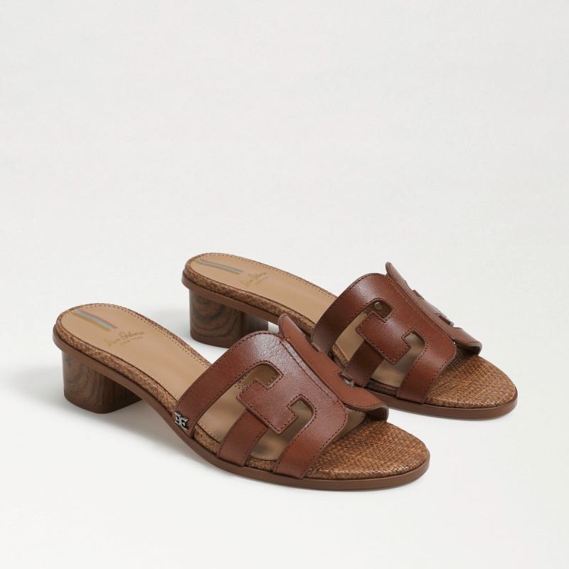 Sam Edelman Illie Block Heel Slide Sandal-Dk Bourbon Leather - Click Image to Close