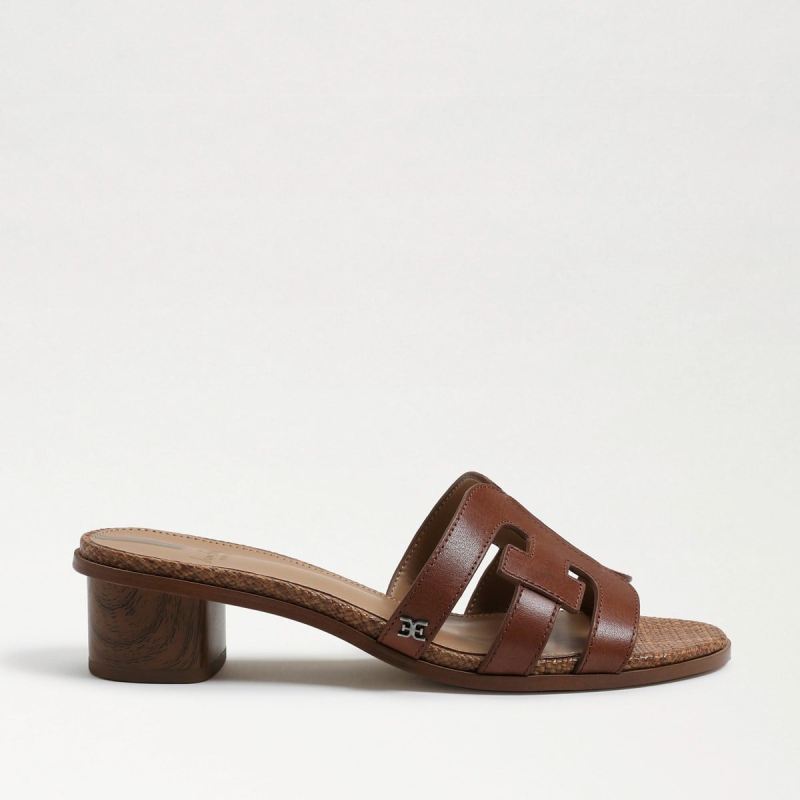 Sam Edelman Illie Block Heel Slide Sandal-Dk Bourbon Leather