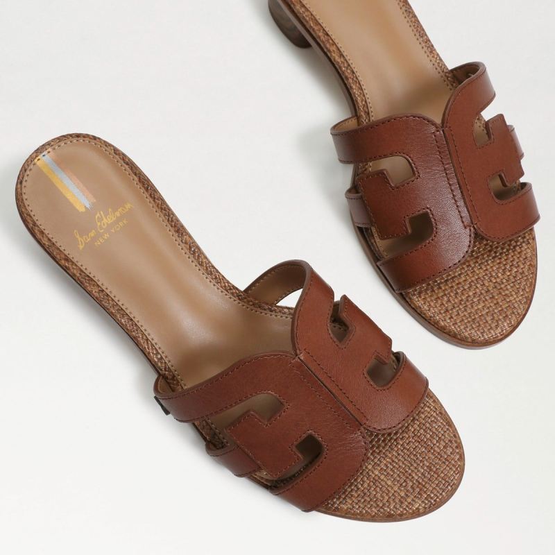 Sam Edelman Illie Block Heel Slide Sandal-Dk Bourbon Leather