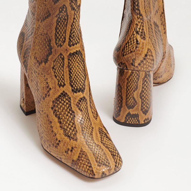 Sam Edelman Codie Ankle Bootie-Cuoio Brown Snake